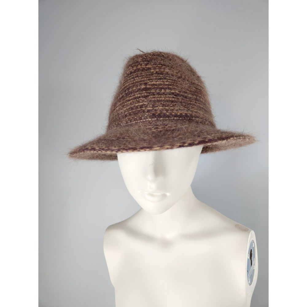 Wallaroo Fiona Fedora Hat Wool Blend SPF 50 Angora Striped Boho Cozycore  Winter